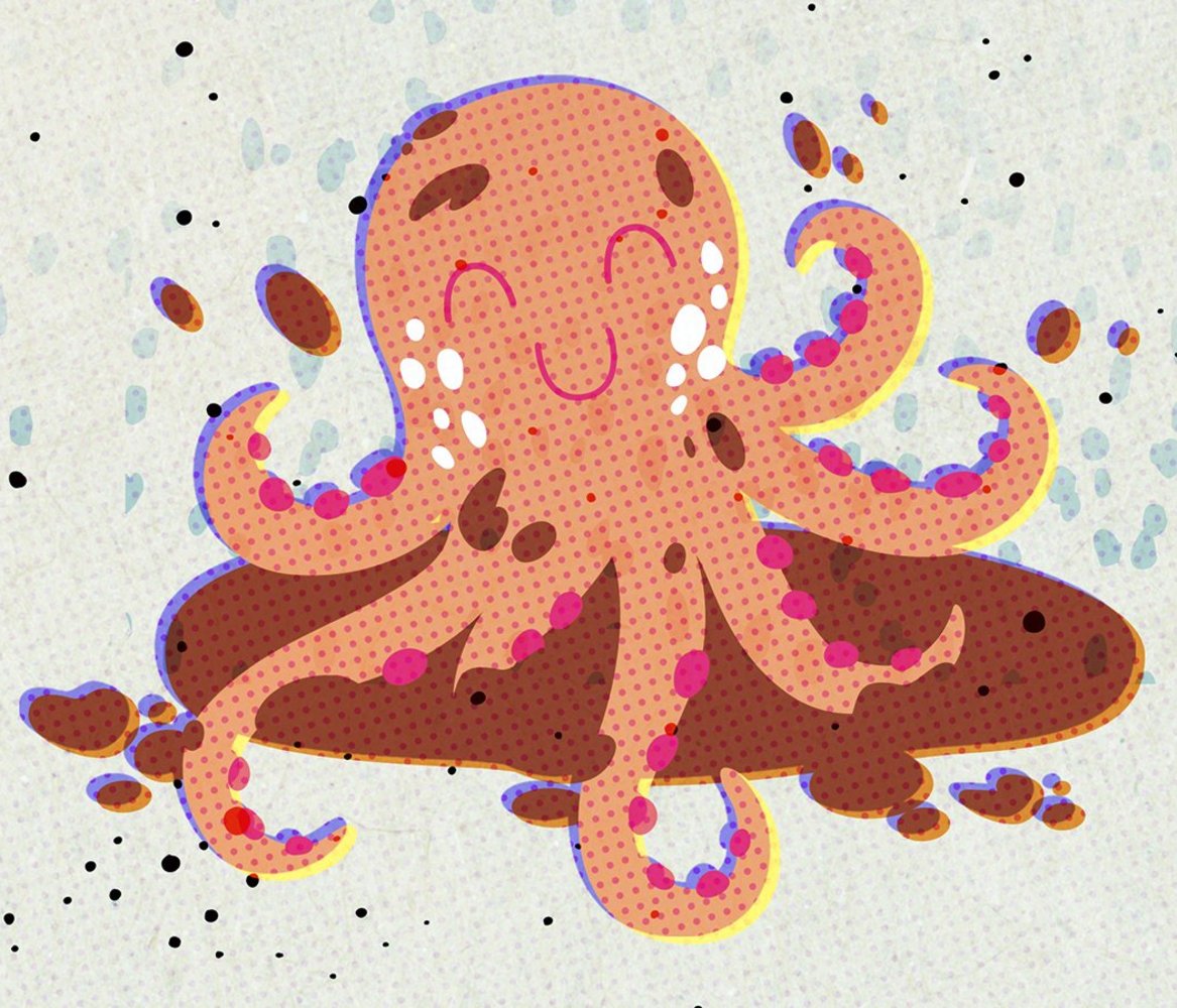 Illustration Tintenfisch von Kitas Stadt Bern fuer Jahresbericht