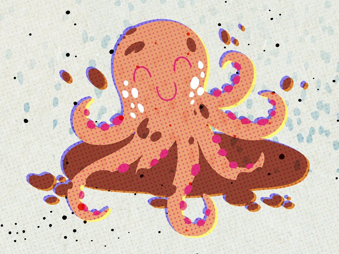 Illustration Tintenfisch von Kitas Stadt Bern fuer Jahresbericht