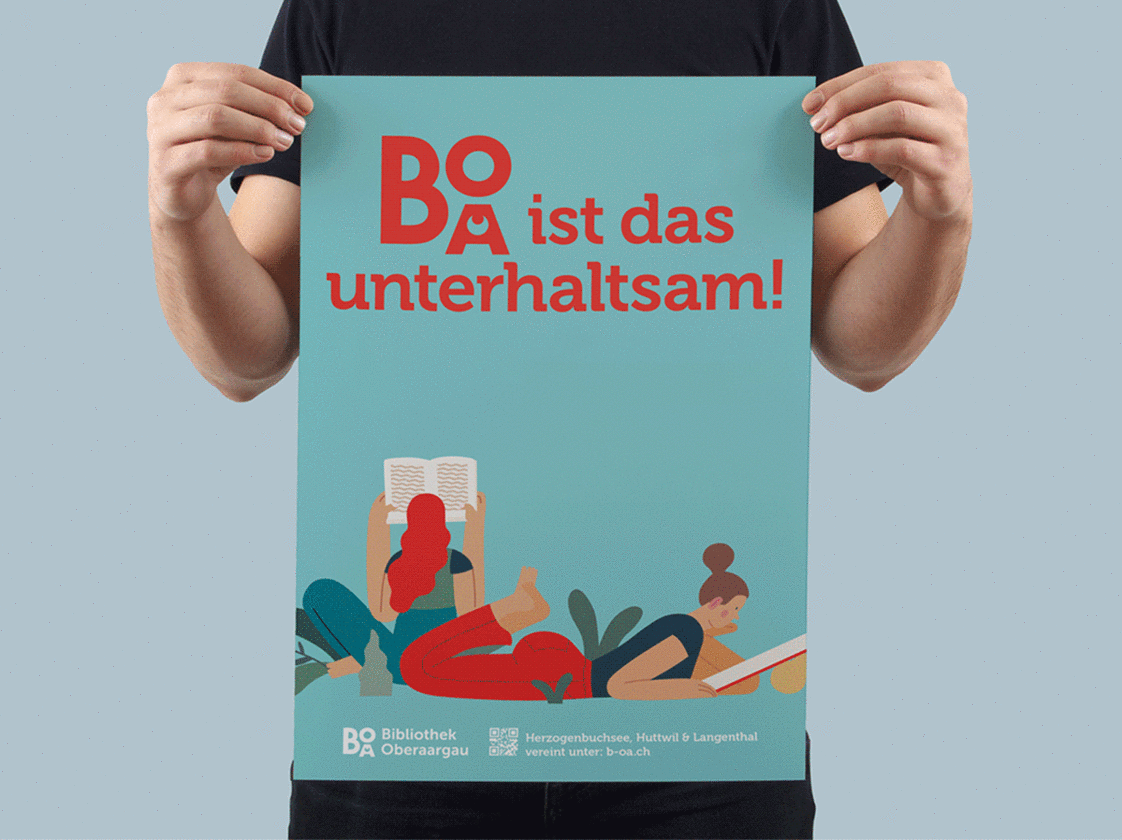 Gesamtes Branding BOA Bibliothek Oberaargau, Plakatserie 