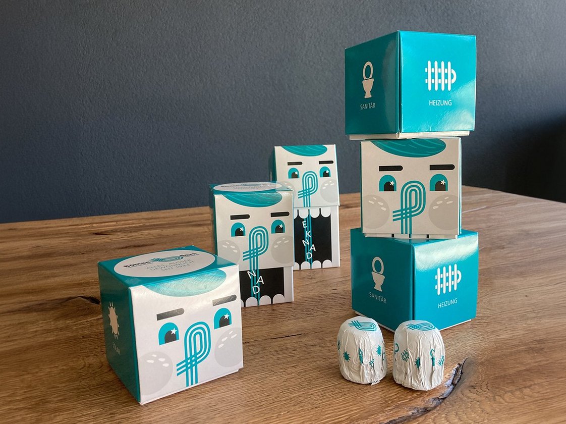 Gebrandete Schokoladenküsse als Give-away der Böhlen AG im Corporate Design